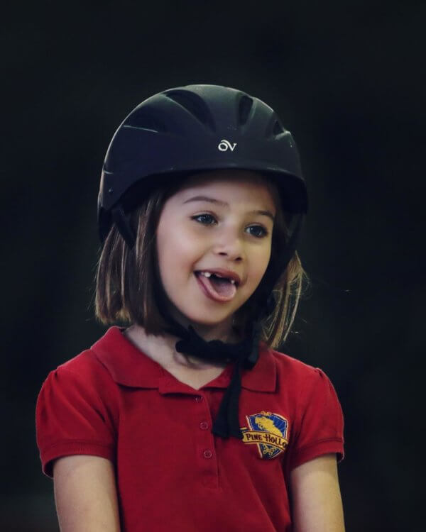 Child with helmet