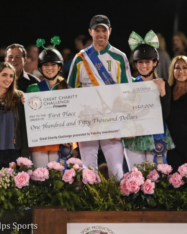 Great Charity Challenge recipients posing with giant check